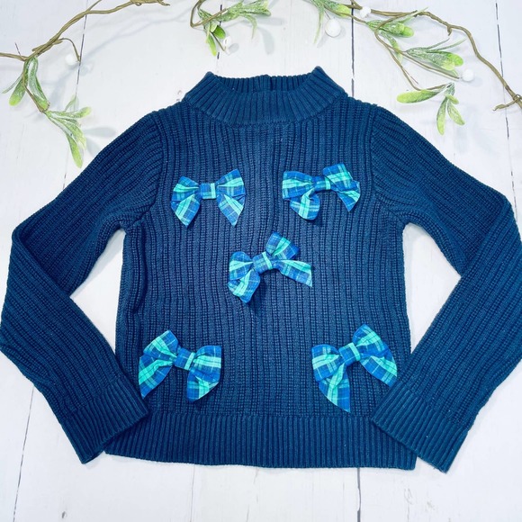 Janie and Jack Other - Janie and Jack Girl's Blue Knit Sweater with Bows